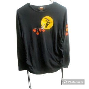 Vintage Studio Treat‎ Black Halloween Graphic Long Sleeve Women's Medium
